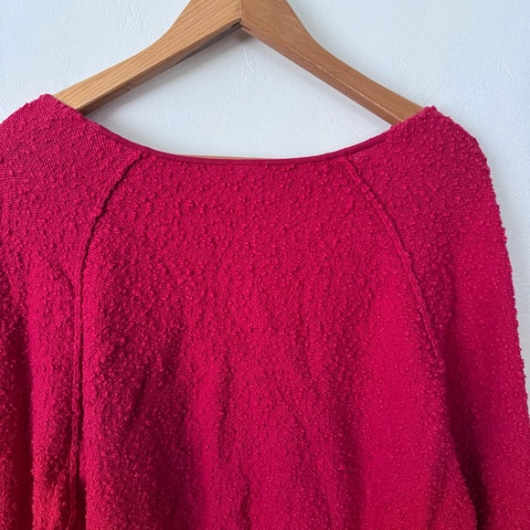 Free People red long balloon sleeve v neck top Size XS - Picture 5 of 6